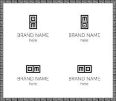 combinación de letras om, mo en estilo antiguo para logo vector