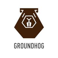 head of Groundhog in hexagon vector