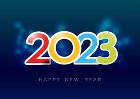 Merry Christmas and Happy New Year 2023 greeting card. Modern futuristic template for 2023 vector