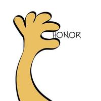 Hand gesture. Fingers showing small inscription honor. Symbol small or lack human honor. Vector illustration EPS