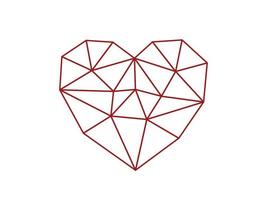 Heart red line on white background vector