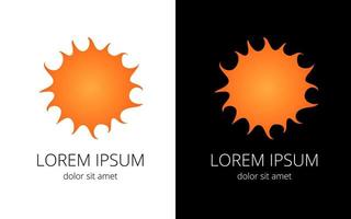 Orange sun on black and white background vector