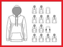 Female sweatshirt with hood and pockets vector