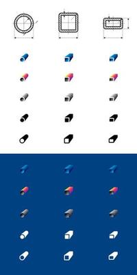 Square rectangular round cross-section of pipe types and different vector pipes icons