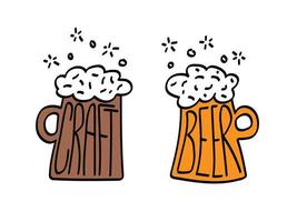 Kraft beer with foam in two circles vector