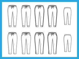 Vector illustration various templates female jogger pants sweatpants