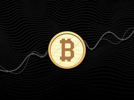 bitcoin sign against background growing graph. Electronic money. Financial symbol vector