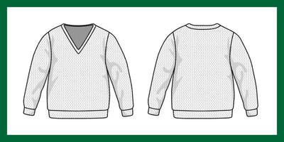 Vector design template kids sweater classic sleeves V-shape collar