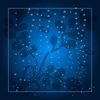 Banner with an underwater background of seaweed and air bubbles. Abstract, underwater pattern, blue. To advertise aquariums, trips. Vector illustration.