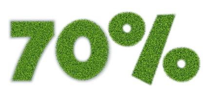 70 percent shapes with garden grass texture. Seasonal sale. Banner for advertising. 3D realistic style. Separate on a white background. Vector. vector