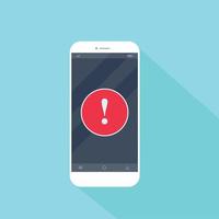 Flat style with warning sign alert on the smart phone screen ,vector design Element illustration vector