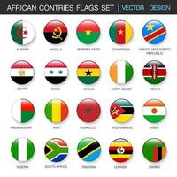 African flags  set and members in botton stlye,vector design element illustration vector