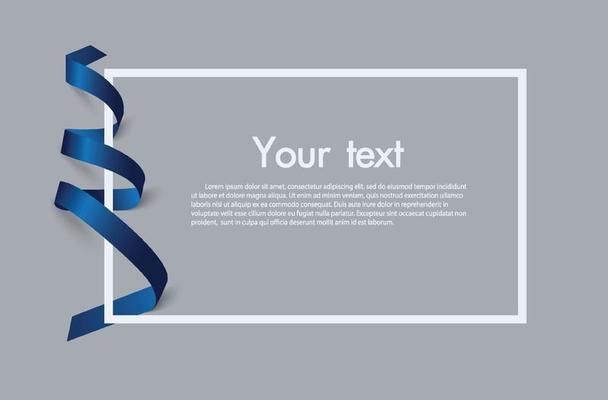 Frame and border of Blue ribbon, template elements use for aniversary card , presentation or celebrate card ,Vector design element illustration.