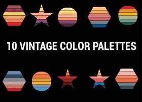 paletas de colores antiguos, fondos de rayas antiguos, carteles, muestras de pancartas, colores retro de la década de 1970 vector