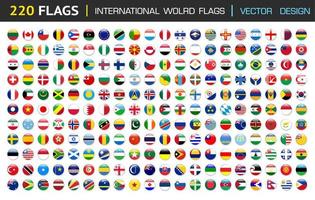 220 international Flag set in Circle , vector Design Elemant illustration