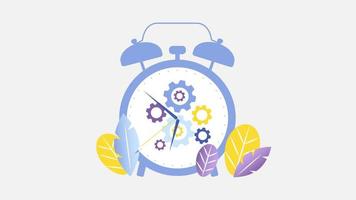 Alarm clock vector cartoon concept. Running time, time circle, time measurement, clockwork mechanism.