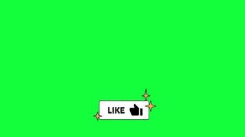 Like Button Animation, Lower Thirds on Green Screen. Hand Drawn Thumbs Up Social Icon Black and White Shape With Sparkles. 4k 10 Seconds Video. video