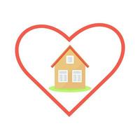 the house is inside the heart vector