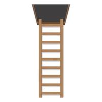 escalera de madera a la ilustración de vector de ático aislado sobre fondo blanco