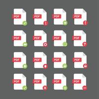 conjunto de iconos de archivos pdf, ilustración de elementos de diseño vectorial vector