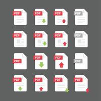 conjunto de iconos de archivos pdf, ilustración de elementos de diseño vectorial vector