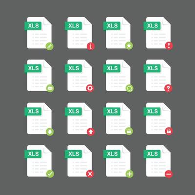 Flat design with XLS files icon set ,vector design element illustration