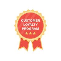 Customer loyalty program badge. Vector badge illustration in flat style, isolated on white background.