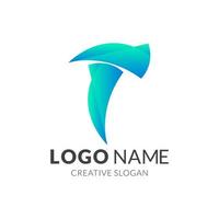 Abstract Gradient T letter logo design vector