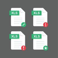 Flat design with XLS files icon set ,symbol set, vector design element illustration