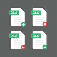 Flat design with XLS files icon set ,symbol set, vector design element illustration