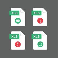 diseño plano con conjunto de iconos de archivos xls, conjunto de símbolos, ilustración de elemento de diseño vectorial vector