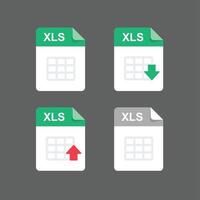 Flat design with XLS files icon set ,symbol set, vector design element illustration