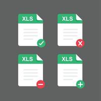diseño plano con conjunto de iconos de archivos xls, conjunto de símbolos, ilustración de elemento de diseño vectorial vector