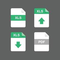 Flat design with XLS files icon set ,symbol set, vector design element illustration