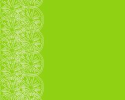 Green background with white slices of citrus fruits. vector