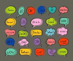 Set of hand drawn colorful speech bubbles. vector