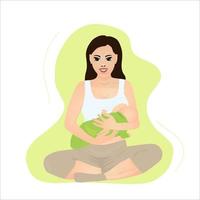 A mother is breastfeeding her baby. vector