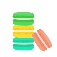 Colorful macarons in cartoon style. vector