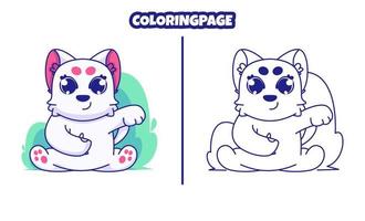 lindo gato con páginas para colorear adecuadas para niños vector