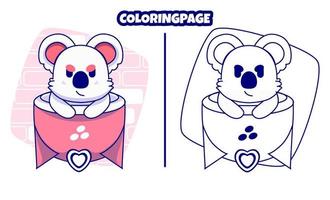 lindo koala con páginas para colorear adecuadas para niños vector