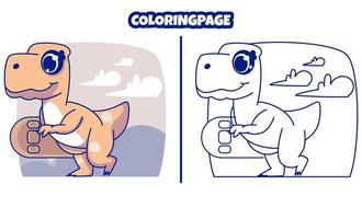 lindo dinosaurio con páginas para colorear adecuadas para niños vector