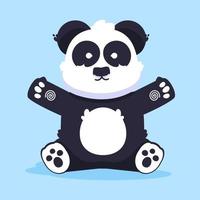 cute panda with happy sign cartoon hand illustration. isolated animal nature concept vector