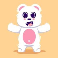 Cute happy bear cartoon icon illustration. suitable for children vector