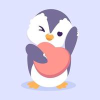 cute penguin greets vector illustration. cute animal fantasy concept isolated