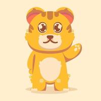 cute tiger is greeting. isolated animal nature concept vector