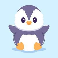 cute penguin greets vector illustration. cute animal fantasy concept isolated