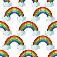 Seamless vector pattern with cloud and rainbow