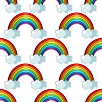 Seamless vector pattern with cloud and rainbow