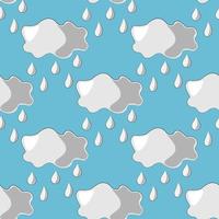 patrón vectorial sin costuras con nubes y lluvia vector