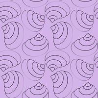 Seamless vector pattern with outline purple seashells